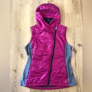 Title Nine Willpower Women's Magenta and Gray/Blue Hooded Puffer Vest